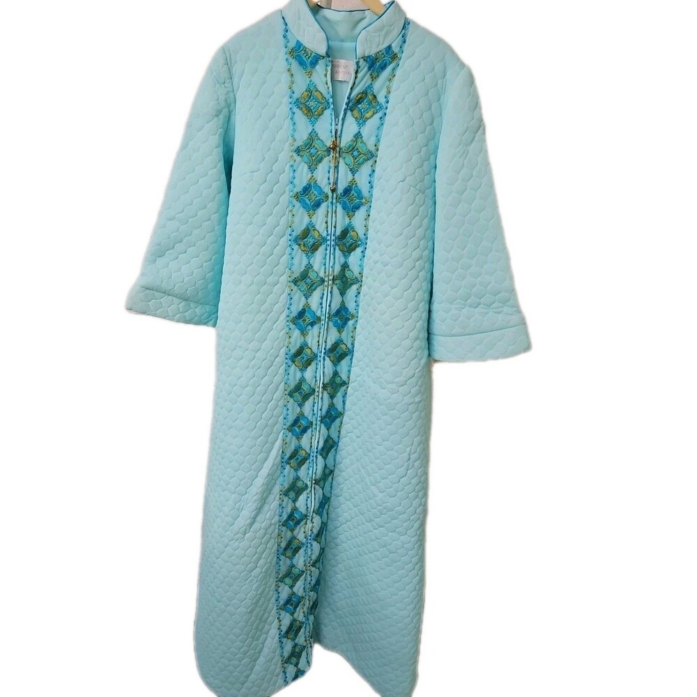 Vintage Gossard Artemis Quilted Embroidered Lounge Bathrobe New Old Stock Sz 16
